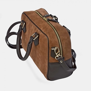 Bolso "EL CABALLO" dos asas cortas y bandolera serraje color cuero - Imagen 2